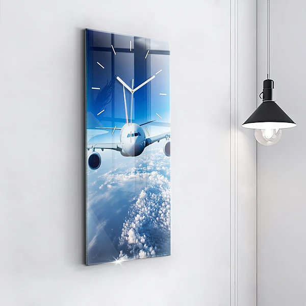 Vertikale Uhr mit motiv Flugzeug Wolken