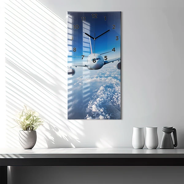Vertikale Uhr mit motiv Flugzeug Wolken