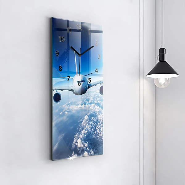 Vertikale Uhr mit motiv Flugzeug Wolken