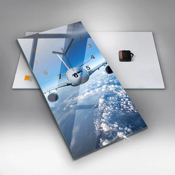 Vertikale Uhr mit motiv Flugzeug Wolken