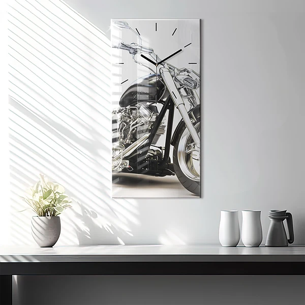 Vertikale Uhr mit motiv Schwarzes Motorrad