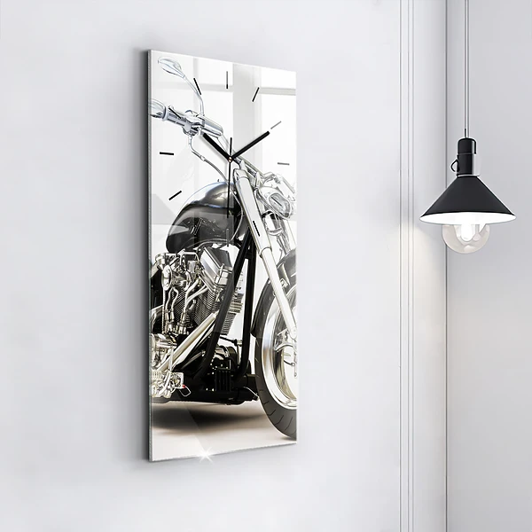 Vertikale Uhr mit motiv Schwarzes Motorrad