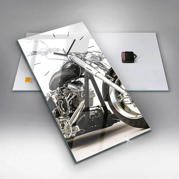 Vertikale Uhr mit motiv Schwarzes Motorrad
