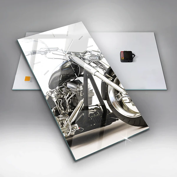 Vertikale Uhr mit motiv Schwarzes Motorrad
