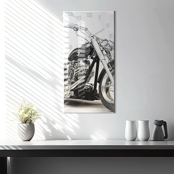 Vertikale Uhr mit motiv Schwarzes Motorrad