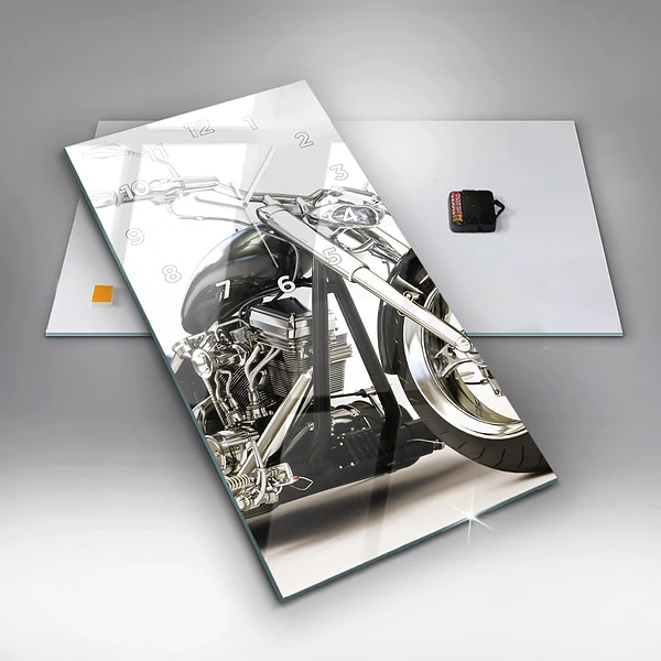Vertikale Uhr mit motiv Schwarzes Motorrad