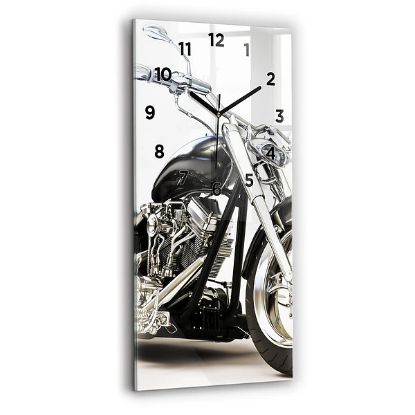 Vertikale Uhr mit motiv Schwarzes Motorrad