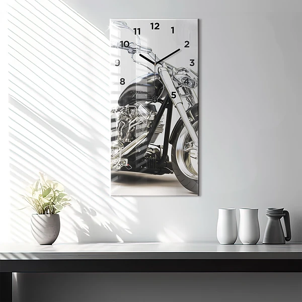 Vertikale Uhr mit motiv Schwarzes Motorrad