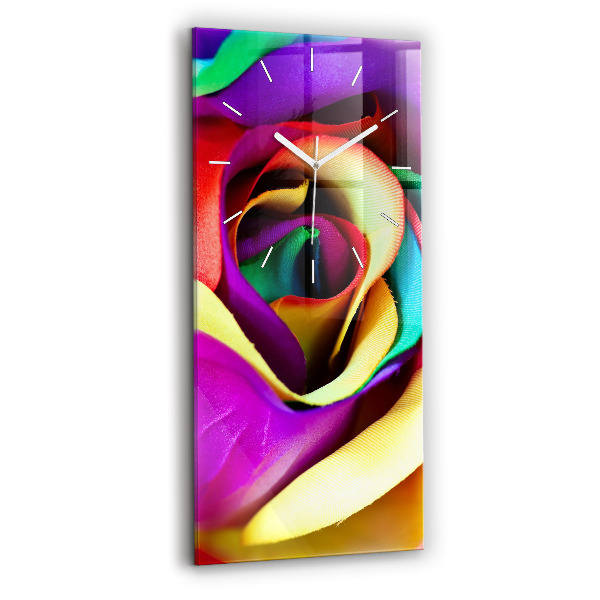 Vertikale Uhr mit motiv Regenbogenrose