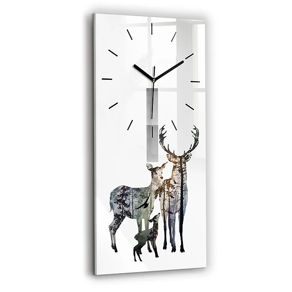 Vertikale Uhr mit motiv Hirsch-Familie
