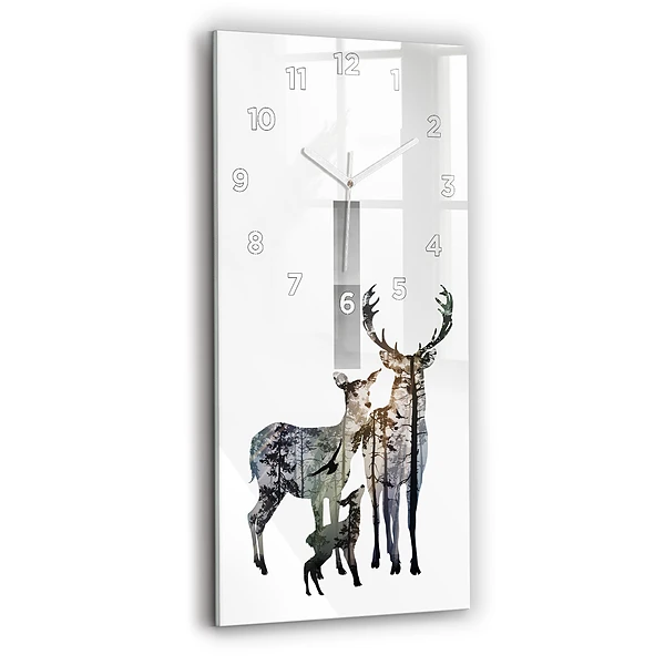 Vertikale Uhr mit motiv Hirsch-Familie
