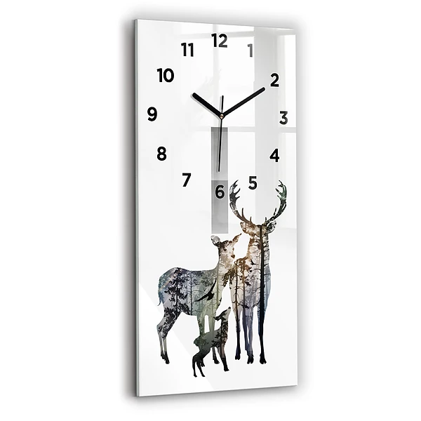 Vertikale Uhr mit motiv Hirsch-Familie