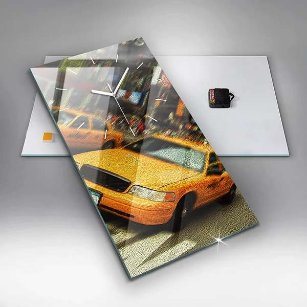 Vertikale Uhr mit motiv New York City Taxis