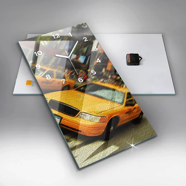 Vertikale Uhr mit motiv New York City Taxis