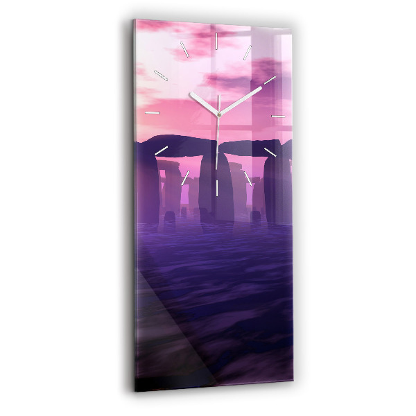 Vertikale Uhr mit motiv Sonnenuntergang bei Stonehenge