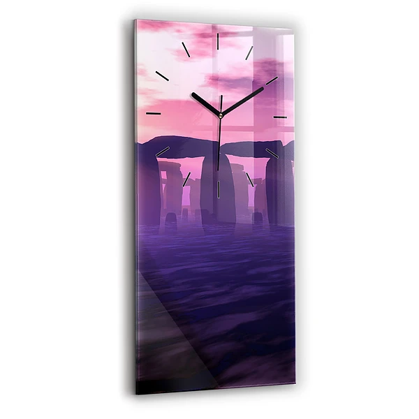 Vertikale Uhr mit motiv Sonnenuntergang bei Stonehenge