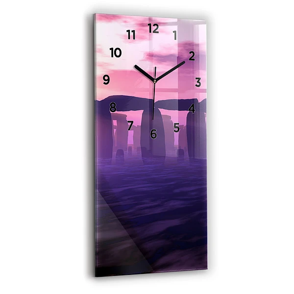 Vertikale Uhr mit motiv Sonnenuntergang bei Stonehenge