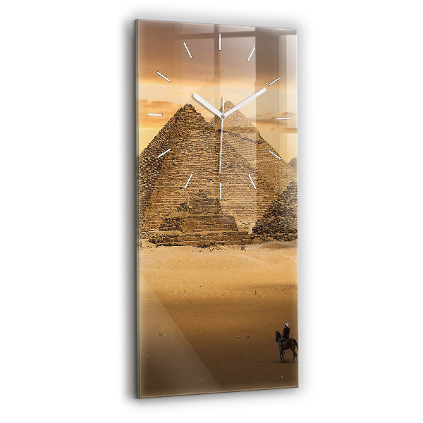 Vertikale Uhr mit motiv Pyramiden und Sonnenuntergang