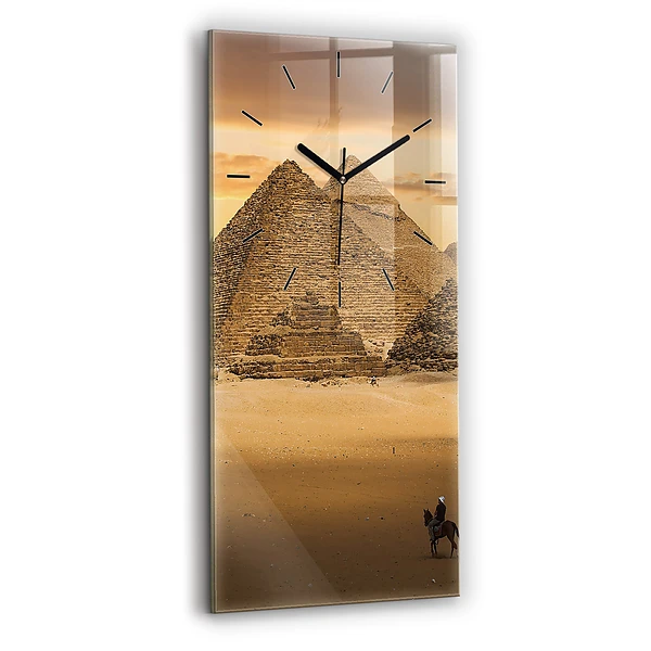 Vertikale Uhr mit motiv Pyramiden und Sonnenuntergang