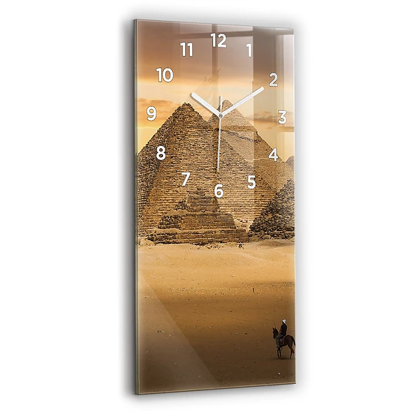 Vertikale Uhr mit motiv Pyramiden und Sonnenuntergang