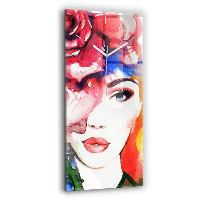 Vertikale Uhr mit motiv Buntes Porträt einer Frau