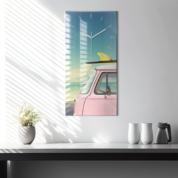 Vertikale Uhr mit motiv Auto mit Surfbrett