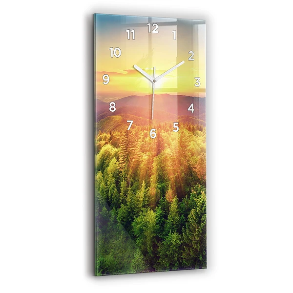 Vertikale Uhr Sonnenuntergang über den Hügeln