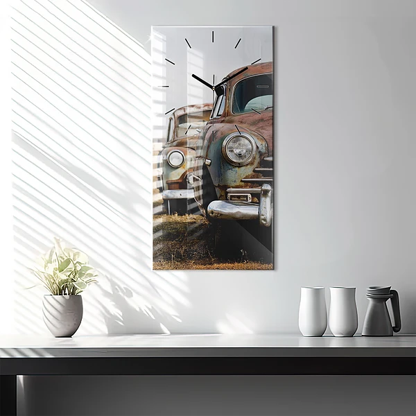 Vertikale Uhr mit motiv Alte Autos