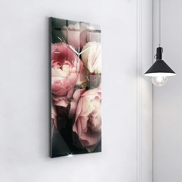 Vertikale Uhr mit motiv Blumenstrauß aus rosa Rosen