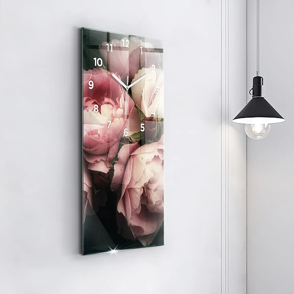 Vertikale Uhr mit motiv Blumenstrauß aus rosa Rosen