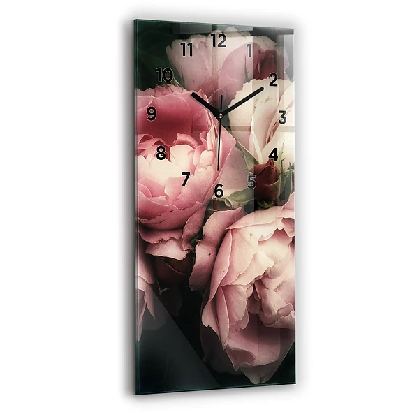 Vertikale Uhr mit motiv Blumenstrauß aus rosa Rosen