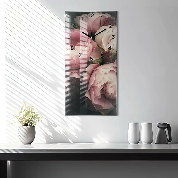 Vertikale Uhr mit motiv Blumenstrauß aus rosa Rosen