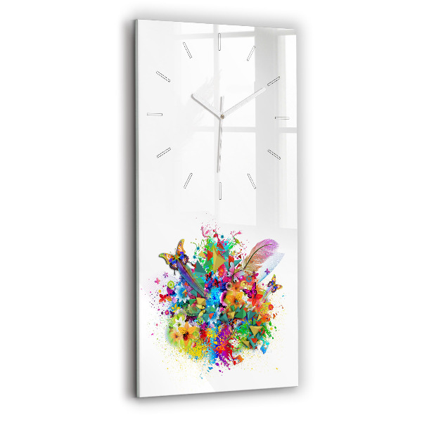 Vertikale Uhr mit motiv Florale Harmonie mit Schmetterlingen