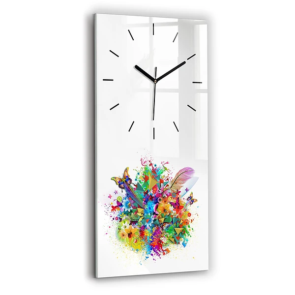Vertikale Uhr mit motiv Florale Harmonie mit Schmetterlingen