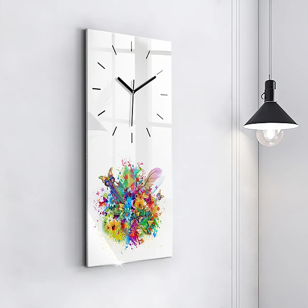 Vertikale Uhr mit motiv Florale Harmonie mit Schmetterlingen