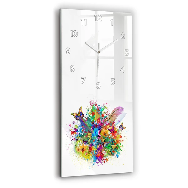 Vertikale Uhr mit motiv Florale Harmonie mit Schmetterlingen