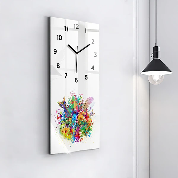 Vertikale Uhr mit motiv Florale Harmonie mit Schmetterlingen