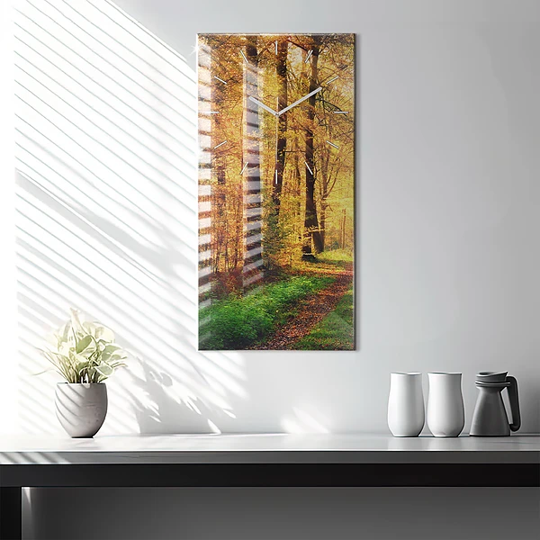 Vertikale Uhr mit motiv Herbstliche Waldlandschaft