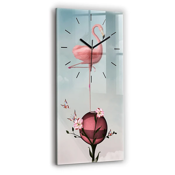 Vertikale Uhr mit motiv Surrealistischer Flamingo