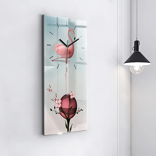 Vertikale Uhr mit motiv Surrealistischer Flamingo
