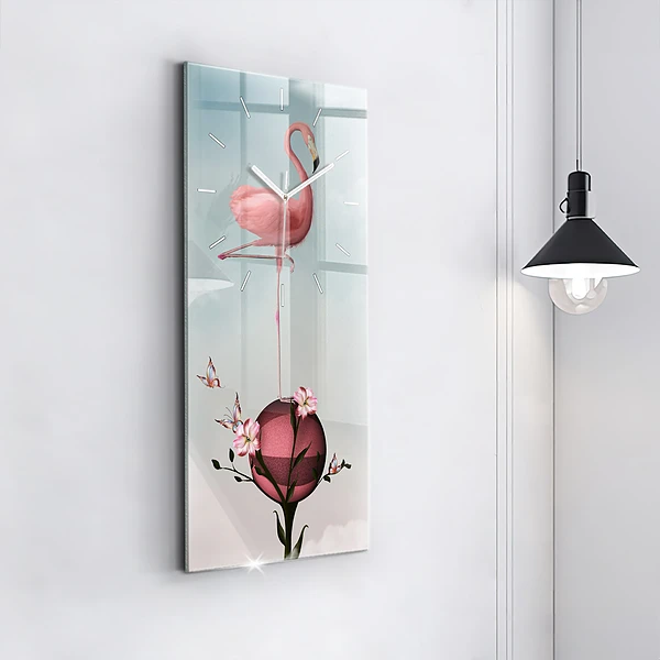Vertikale Uhr mit motiv Surrealistischer Flamingo