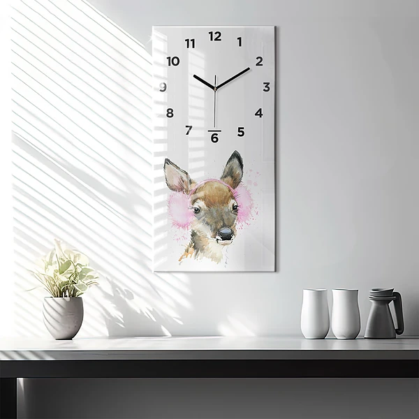 Vertikale Uhr mit motiv Waldhirsch