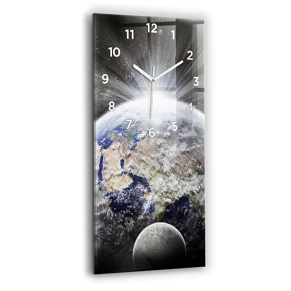 Vertikale Uhr Die Erde der Mond die Sonne