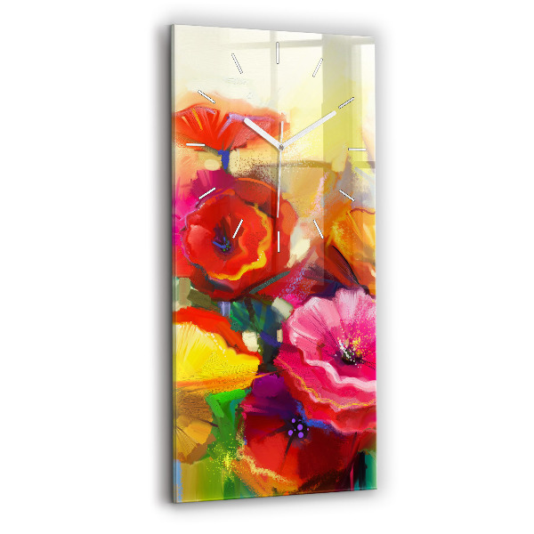 Vertikale Uhr Bunte Mohnblumen