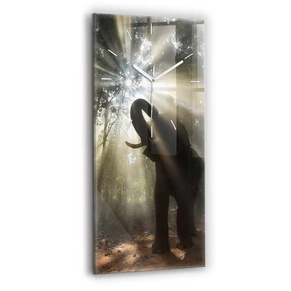 Vertikale Uhr mit motiv Elefant im Dschungel