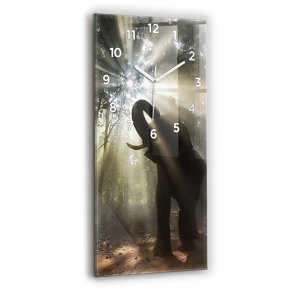 Vertikale Uhr mit motiv Elefant im Dschungel
