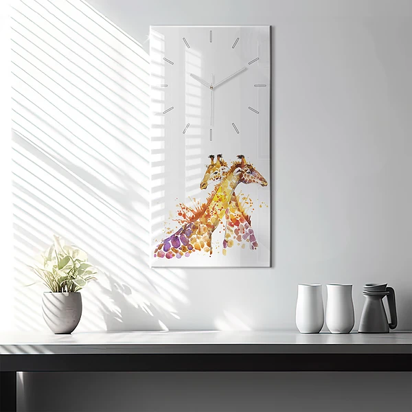 Vertikale Uhr Giraffe Aquarell