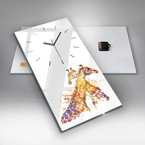 Vertikale Uhr Giraffe Aquarell