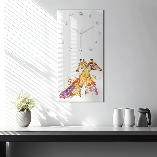 Vertikale Uhr Giraffe Aquarell