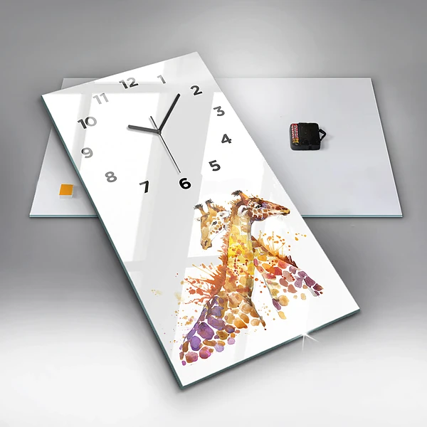 Vertikale Uhr Giraffe Aquarell